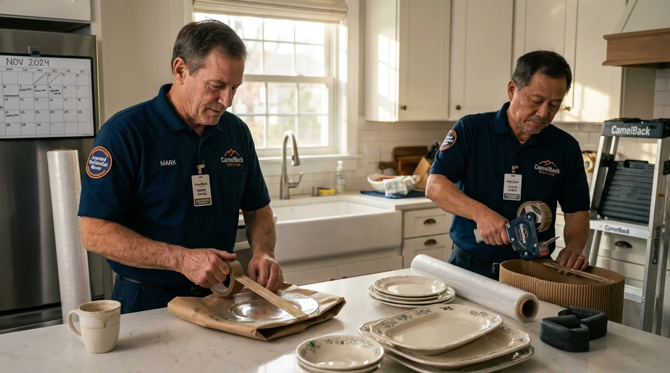 Professional crew packing kitchen dishware in Sturgis, SD